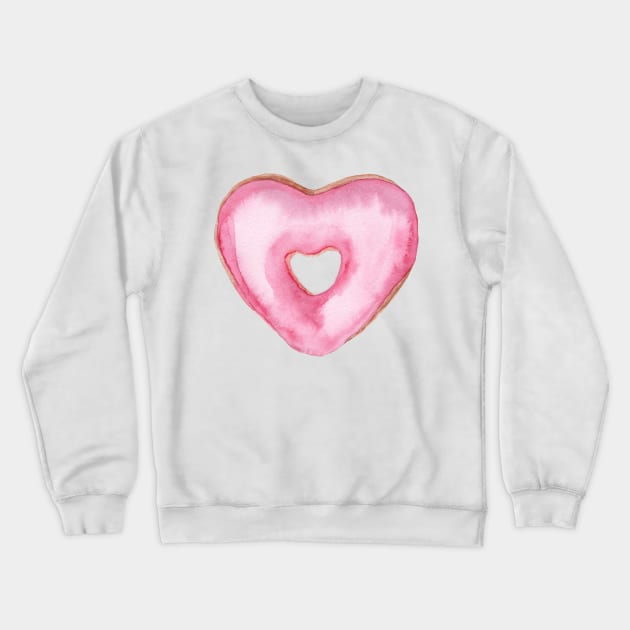 Pink heart donut Crewneck Sweatshirt by DreamLoudArt